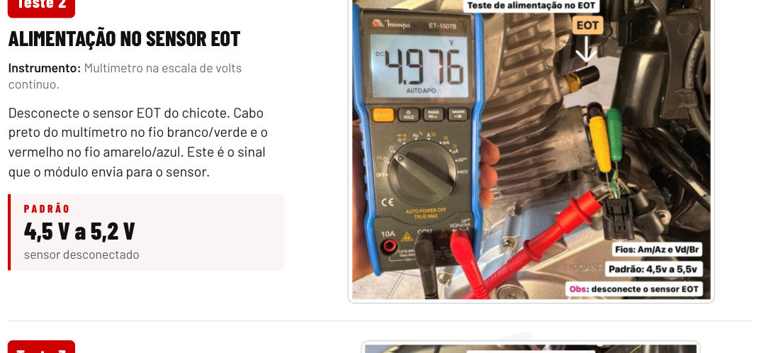 Ficha do teste do EOT